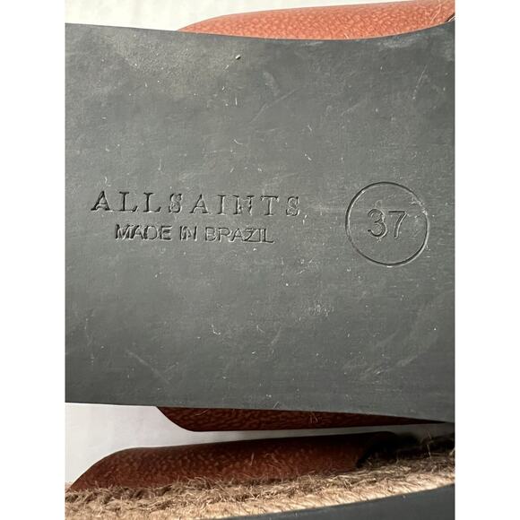 All Saints Sandal Womens EU 37 US 6 Harlem Espadrille Slide In Brick Casual Boho - Picture 8 of 12